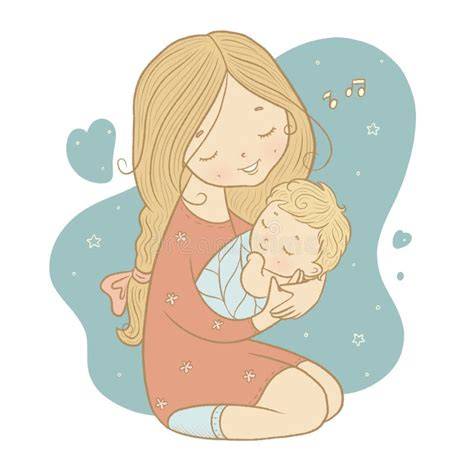 Bebé escuchando a su madre cantar una nana con un cielo estrellado de fondo