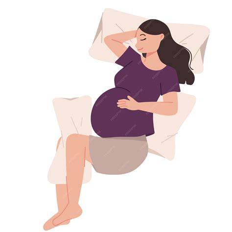 Ilustración de una mujer embarazada durmiendo de lado con almohadas de apoyo