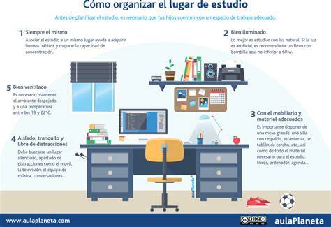 Infografía sobre cómo organizar un espacio de estudio ideal para niños