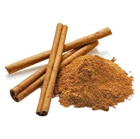 Foto de ramas de canela y canela en polvo