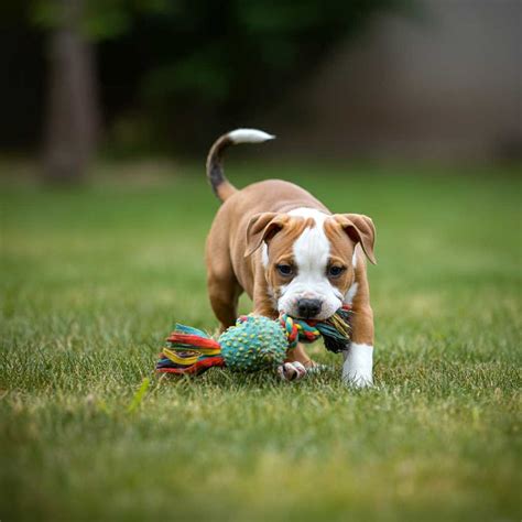Cachorro de American Staffordshire Terrier jugando