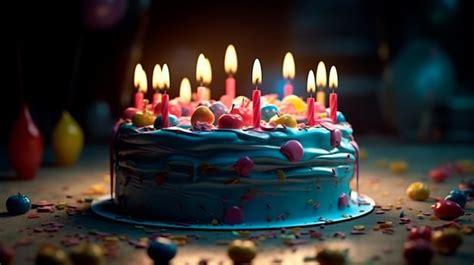 Foto de una tarta de cumpleaños con velas, posiblemente con un número 7