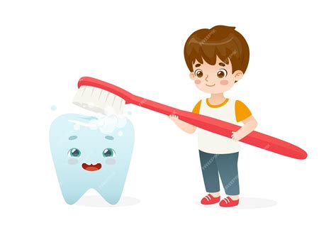 dientes de un niño con cepillo de dientes