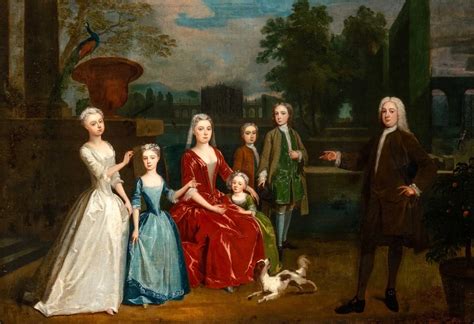 Ilustración histórica de una familia numerosa del siglo XVIII en Rusia