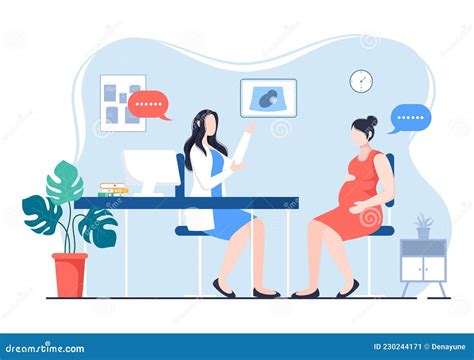 Mujer embarazada en consulta médica