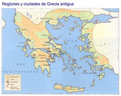 Mapa de la Antigua Grecia mostrando las principales ciudades-estado y rutas comerciales