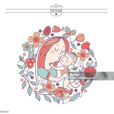 Ilustración de una madre lactante con un bebé.