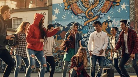 Jóvenes raperos haciendo música en un barrio urbano