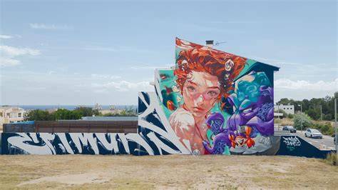 Ilustración de un barrio marginal en España con grafitis