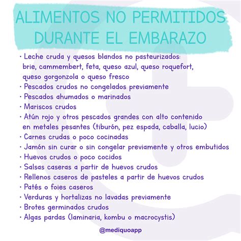 Tabla de alimentos seguros y a evitar durante el embarazo