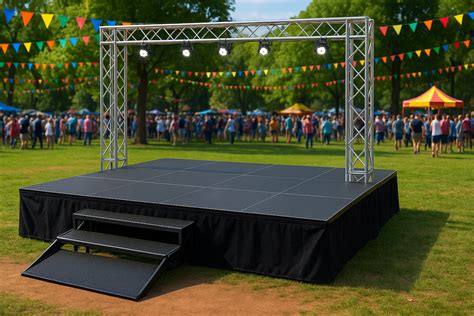 Fotografía general del recinto de conciertos y el escenario montado para un espectáculo de gran formato al aire libre.