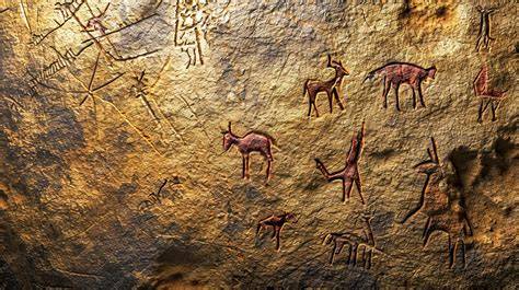 Ilustración de arte rupestre representando figuras humanas en movimiento grupal ritual