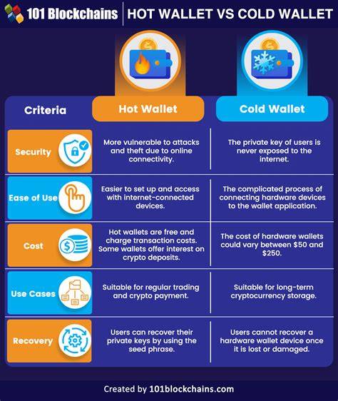 Infografía comparativa: Cold Wallet vs Hot Wallet y sus niveles de seguridad.