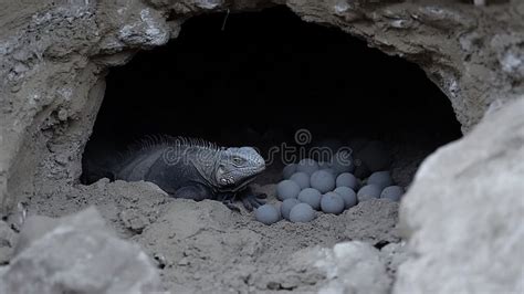 Detalle de huevos de iguana en un nido