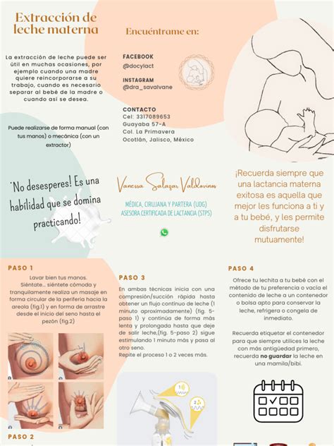 Esquema visual de la técnica Marmet para la extracción manual de leche materna.