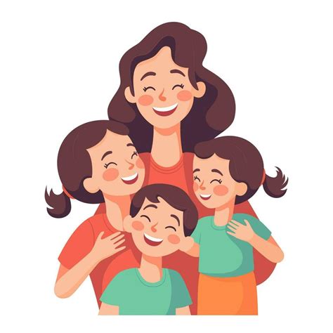 Ilustración de un grupo de madres e hijos en un entorno de apoyo