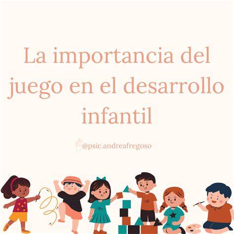 Esquema sobre los beneficios del juego en el desarrollo infantil: motricidad, socialización, cognición y creatividad.