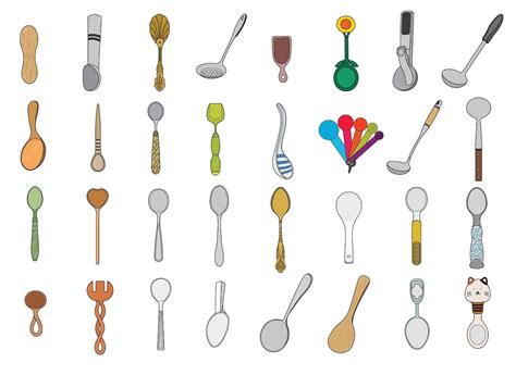 Ilustración de diferentes tipos de cucharas para bebés, desde las de aprendizaje hasta las más convencionales, mostrando la evolución del diseño.