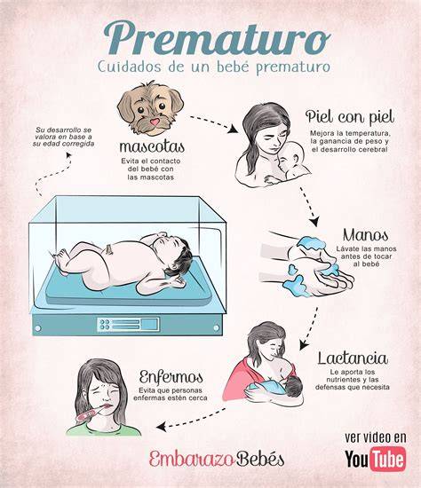 Ilustración: Desarrollo y cuidados de un bebé prematuro en incubadora