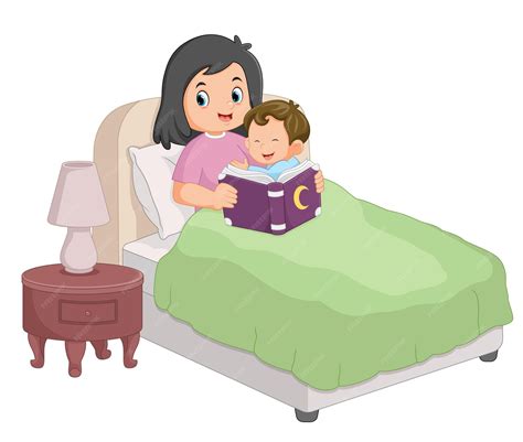 Imagen de un padre o madre leyendo un cuento a un bebé en la cama