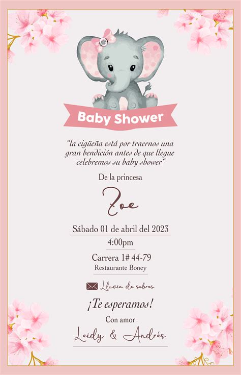 Diseño de una invitación o decoración para un baby shower de niña, con colores pastel y motivos infantiles