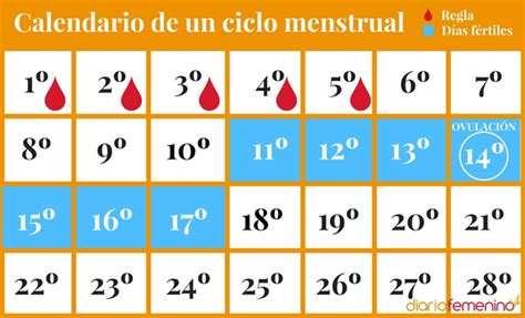 Calendario con días fértiles marcados
