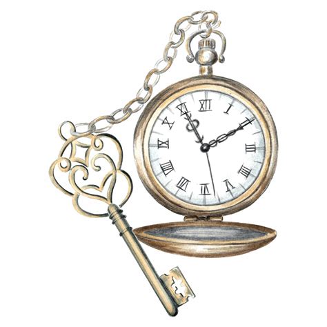 Ilustración de un tatuaje de reloj de bolsillo con detalles vintage