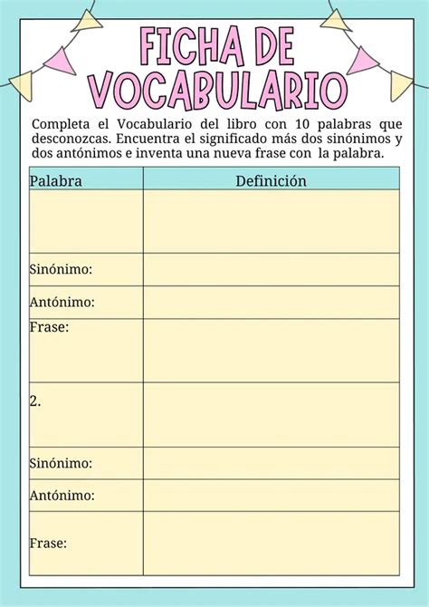Ejemplo de ficha con ejercicios de vocabulario y formación de palabras