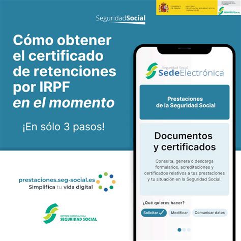 Infografía detallando los pasos para descargar certificados de IRPF desde la Sede Electrónica de la Agencia Tributaria.