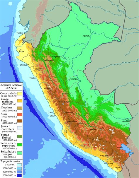 Mapa de regiones con alta altitud