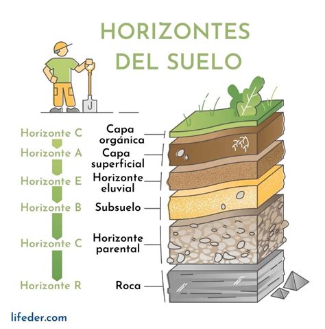 Esquema de las capas del suelo y la erosión