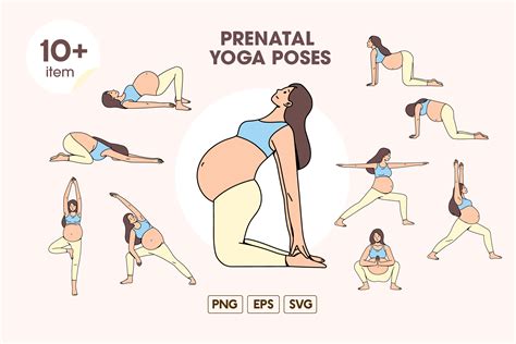 Ilustración: Posiciones de yoga prenatal para aliviar la tensión y promover la relajación