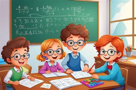 Foto temática de niños aprendiendo matemáticas en primer grado