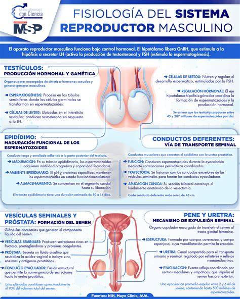 Esquema explicativo del sistema reproductor masculino y factores clave de la fertilidad (calidad, cantidad y movilidad espermática).
