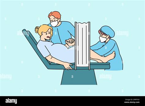 Ilustración histórica de una mujer dando a luz en una silla de parto antigua
