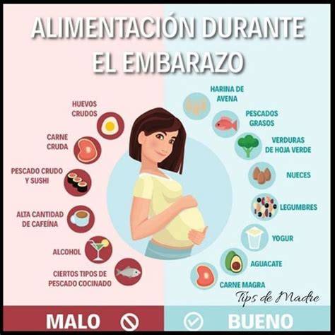 Infografía sobre una alimentación saludable durante el embarazo.