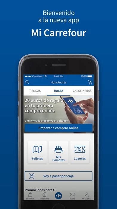 Captura de pantalla de la aplicación Mi Carrefour con opciones de ahorro
