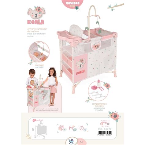 Fotografía detallada del Armario Cambiador Plegable Koala mostrando su diseño en tonos rosa y blanco con el logo característico.