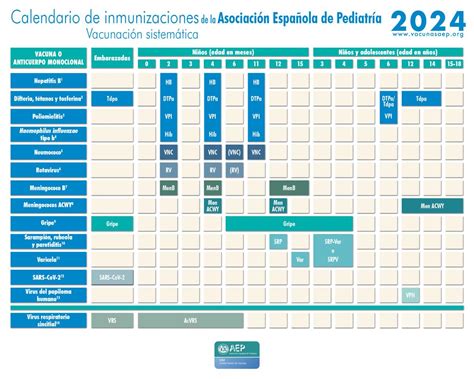 Esquema visual del calendario de vacunación infantil con las edades de administración y tipos de vacunas