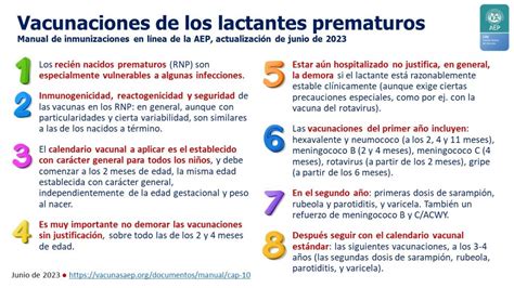 Infografía comparativa sobre las pautas de vacunación para lactantes a término y prematuros