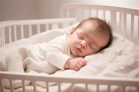 Bebé durmiendo plácidamente en una minicuna