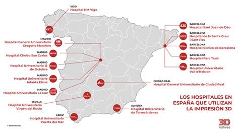 Mapa de los hospitales colaboradores donde se implementa el programa ConTacto