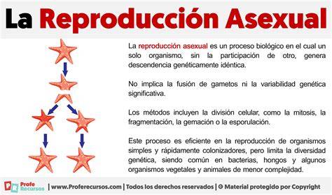 Esquema general que muestra la división de la reproducción en sexual y asexual con ejemplos de organismos para cada tipo.
