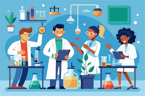 Ilustración de un equipo de científicos en un laboratorio de investigación