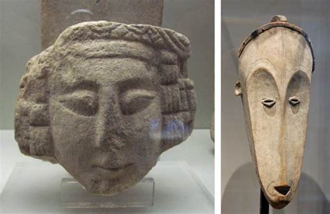 Comparación entre escultura íbera y máscara africana