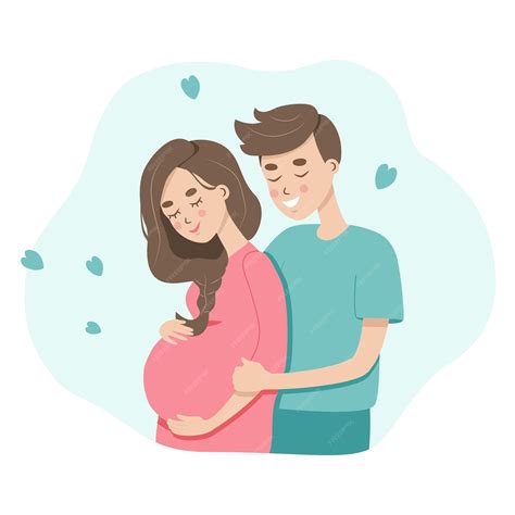 Ilustración de una pareja embarazada disfrutando de un momento íntimo en el segundo trimestre