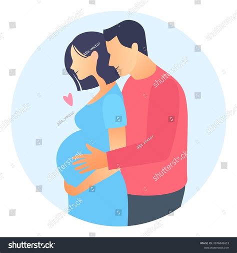 Ilustración de una pareja embarazada abrazándose con cariño, simbolizando la conexión emocional