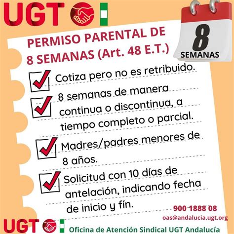Esquema visual sobre el permiso parental de 8 semanas: duración, condiciones y flexibilidad.