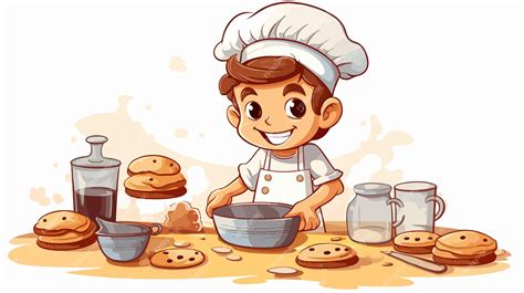 Ilustración de Nino Nakano cocinando galletas con diseños lindos.