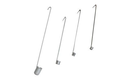 Dibujo de un tubo sacamuestras de acero inoxidable con anillos de sujeción.